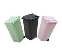 Ipetboom Juego de 3 Cubos de Basura Pequeños de Escritorio Contenedores Prácticos para Oficina y Hogar Mini Cubos de Almacenamiento Colores Negro Verde y Rosa Ideales para Organizar y