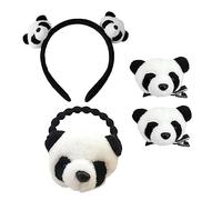 Ipetboom Juego De 4 Accesorios Para El Cabello Con Dibujos Animados Diademas Pinzas Para El Cabello Aro Para El Cabello Adorable Diadema De Panda Coleteros Diadema Cuerda Para El
