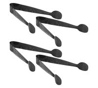 Ipetboom Juego de 4 Pinzas Negras de Acero Inoxidable para Desayuno y Repostería Mini Utensilios Antideslizantes para Galletas Fruta y Cubitos de Hielo Ideales para Buffet Cafetería y