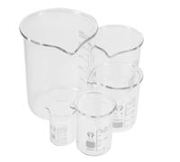 Ipetboom Juego de 5 Vasos de Precipitados de Vidrio de Alta Resistencia 10ml 25ml 50ml 100ml 250ml Graduación Precisa para Laboratorio Ciencias Aula y Hogar