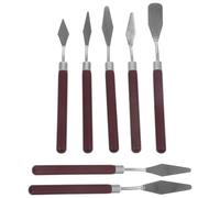 Ipetboom Juego De 7 Espátulas Metálicas para Pintura Al Óleo Mango De Madera Rojo para Artistas Profesionales, Herramientas para Mezclar Colores En Lienzo, Kit Pintura para Dibujo y Arte Creativo