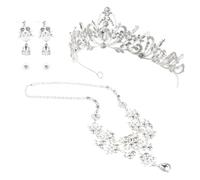 Ipetboom Juego de Joyas para Novia Diadema Collar y Pendientes de Aleación Resistente a la Decoloración Ligero y Portátil Tiara Creativa para Bodas Cumpleaños y Fiestas Accesorios