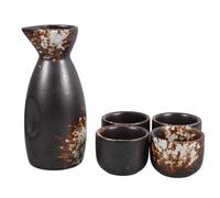 Ipetboom Juego de Sake Tradicional Japonesa de Cerámica, Tetera Pequeña Nieve Blanca 150Ml 4 Tazas de Sake para Servir y Degustar, Apto para Bebidas Calientes, Set de 5 Piezas