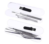 Ipetboom Kit de 2 Juegos de Cucharas para Cerumen de Acero Inoxidable, Doble Punta Espiralada, Herramienta Multifuncional para Limpieza Segura del Oído en Viaje y Uso Diario