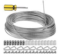 Ipetboom Kit de Barandilla de Cable de Acero Inoxidable 20 Metros Tensor y Guardacabos para Colgar Cortinas Luces Exteriores y Enrejados Aparejo Ajustable para Uso Jardín y Exterior