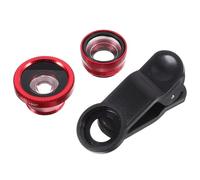 Ipetboom Kit de Lentes para Teléfono Celular Material Metal y Plástico con Clip, Lente Macro y Gran Angular en Color Rojo, 2 Juegos Compatible con Smartphone