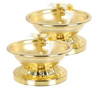Ipetboom Lámpara de Aceite para Adoración de Buda 7 Cm de Aleación Resistente Estilo Antiguo Luz de Mantequilla para Altar Interior 2 Piezas para Ceremonias y Decoración Espiritual