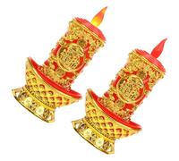 Ipetboom Lámpara de Vela LED Electrónica Pequeña Estilo Chino Vintage sin Llama ni Pilas Decoración Budista para Templos y Altares Lámpara de Vela Retro Segura para Uso Ofrendas y