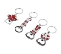 Ipetboom Llavero Abrebotellas Metálico Bandera de Canadá 4 Piezas, Abridor Portátil para Hombre y Mujer, Accesorio de Recuerdo para Viajes y Fiestas, Souvenir Canadiense