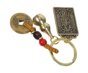 Ipetboom Llavero Amuleto Chino Taisui 2024 Dragón de Latón Cuerda Marrón, Colgante Feng Shui Moneda Wu Di y Calabaza, Decoración para Bolso y Protección Auspiciosa