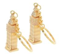 Ipetboom Llavero de Aleación Estilo Británico Colgante Big Ben Dorado, Pack 2 Unidades, Accesorio Decorativo para Llaves, Bolsos y Mochilas, Uso Multifuncional para Viaje y Eventos