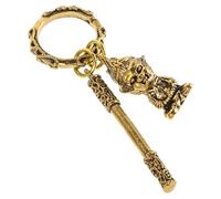 Ipetboom Llavero de Latón Rey Mono Wukong con Bastón, Colgante para Llaves y Bolso, Adorno Decorativo de Mono del Zodiaco, Accesorio Versátil para Coche y Cartera, Diseño Detallado