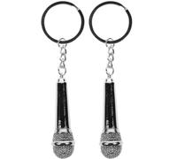 Ipetboom Llavero de Metal Forma de Micrófono 2 Piezas, Colgante Creativo y Práctico, Tamaño Compacto Plateado, Accesorio Clave Adecuado para Obsequio y Uso Diario