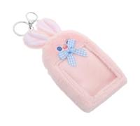 Ipetboom Llavero Porta Tarjetas de Peluche Kawaii Forma de Conejo Soporte para Credenciales y Tarjetas Estudiantiles Protector Versátil para Uso Diario para Niñas y Mujeres Fans de K-Pop