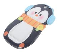 Ipetboom Llavero Porta Tarjetas de PVC Diseño de Pingüino Negro, Tarjetero de Dibujos Animados, Funda para Tarjetas Fotográficas, Titular Resistente y Versátil para Uso Diario y Escolar