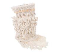Ipetboom Luminaria bohemia pantalla de cuerda de algodón tejida a mano sombra de lámpara colgante pantalla de macramé boho cubierta de luz colgante de macramé madera White