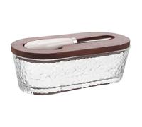 Ipetboom Mantequera Hermética de Vidrio con Tapa y Espátula Recipiente Rectangular para Mantequilla y Queso Conservador Transparente para Refrigerador Uso Doméstico 1 Pieza