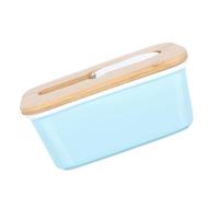 Ipetboom Mantequillera de Cerámica Rectangular de 600 Ml con Cuchillo Integrado Tapa Hermética Azul Claro para Encimera y Refrigerador Recipiente para Mantequilla y Queso