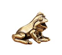 Ipetboom Mini Figura de Rana de Latón Vintage, Estatua Decorativa para Escritorio y Estantería, Adorno Compacto de Metal para Hogar y Oficina, Accesorio Feng Shui de Suerte para Decoración