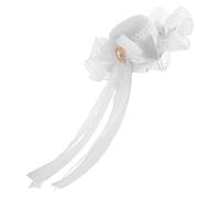 Ipetboom Mini Sombrero de Copa Lolita Blanco con Encaje Romántico y Pajarita, Accesorio Elegante para Bodas y Fiestas con Ajuste Seguro y Uso Versátil