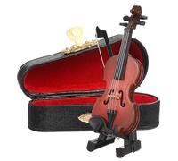 Ipetboom Mini Violín de Madera con Estuche y Arco Adorno Decorativo Pequeño para Hogar Oficina y Escritorio Instrumento Ornamental Artístico para Romántico y Elegante