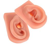 Ipetboom Modelo de Práctica de Orejas Humanas de Silicona para Perforación 2 Unidades Izquierda y Derecha en Color Piel Oscura Reutilizable y Realista para Entrenamiento Médico y