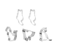 Ipetboom Molde 5 Piezas para Galletas Forma de Gato de Acero Inoxidable Antideslizante Fácil de Limpiar Varios estilos para Hornear en Casa Varios estilos