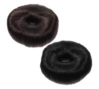 Ipetboom Moldeador de Moños para Cabello Tipo Dona 2 Piezas en Negro y Marrón Oscuro Accesorios para Peinados Recogidos Postizos para Volumen y Extensiones para Mujer y Niña