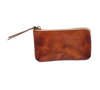 Ipetboom Monedero Pequeño de Cuero Vintage Hecho a Mano, Bolso Multiusos para Tarjetas, Resistente para Mujer, Uso Diario, Color Amarillo Claro Textura Arrugada