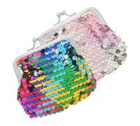 Ipetboom Monedero Pequeño para Mujer con Lentejuelas Dobles, Cierre De Beso, Diseño Compacto, Conjunto De 2 Unidades (Multicolor y Rosa-), Accesorio Portátil para Uso Diario