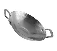 Ipetboom Olla de Acero Inoxidable Martillada Doble Asa, Sartén de 9 Pulgadas para Cocina Casera y Restaurante, Adecuado para Barbacoa Coreana y Olla Seca, Utensilios Cocina Resistente