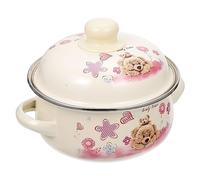 Ipetboom Olla de Esmalte con Tapa Cacerola de Doble Asa para Cocina Olla de Sopa Resistente y para Preparar Alimentos