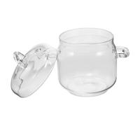 Ipetboom Olla de Vidrio Resistente al Calor con Tapa y Asas Dobles Olla Pequeña para Estofado y Sopa Compatible con Cocina de Estufa