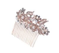 Ipetboom Peina Nupcial De Rhinestones Rosa Accesorios Para Cabello De Novia Peine Lateral Decorativo Para Mujeres Adorno Elegante Para Ceremonias Especiales