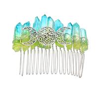 Ipetboom Peine de Cabello Artesanal de Cristal Natural con Diseño de Luna Triple Peine para Novia y Damas de Honor Accesorio Duradero para Boda y Compromiso Acabado Pulido