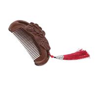 Ipetboom Peine de Sándalo Natural de Dientes Anchos Peine Artesanal Tallado Vintage Diseño de Loto y Portátil para Hombre y Mujer Antiestático para Cuidado del Cabello