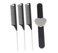 Ipetboom Peine Magnético Profesional 4 Piezas Tamaño Mediano Silicona Negra para Peluqueros Imán para Sujetar Horquillas y Pinzas Uso en Salón y Talleres