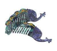 Ipetboom Peines de Acetato Cabello Diseño de Pavo Real, 2 Piezas, Peinetas Laterales Decorativas para Moños, Accesorios Cabello de Dibujos Animados, Portátiles para Uso Diario y