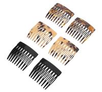 Ipetboom Peines Laterales Franceses de Acetato Antiestático Set de 6 Unidades 2 Leopardo Claro 2 Piel de Tigre 2 Negro Mini Peines Portátiles para Desenredar Cabello Ideales para