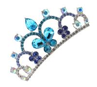 Ipetboom Peineta con de cristal pinzas para el cabello con lazo nupcial de cumpleaños de sirena paseo Boda pequeña tiara accesorio para el cabello para niñas Rhinestone