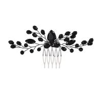 Ipetboom Peineta Lateral Negra Cristales de Imitación para Novia y Damas Especiales, Diseño Elegante de Aleación de Zinc, Fácil de Insertar Brillo Excepcional