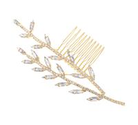 Ipetboom Peineta para Novia Pedrería Dorada Accesorio para Boda Elegante Peine Lateral Tipo Rama Cristales para Peinado de Moño Joyería para Mujer en Eventos Nupciales