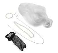 Ipetboom Peluca de Anciana para Mujer Pelucas Grises con Moño Conjunto de Disfraz de Señora Mayor para Halloween Fiestas Divertidas y Cosplay