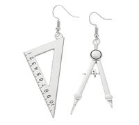 Ipetboom Pendientes Largos Mujer Personalizados Colgantes de Plata Vintage Triángulo Regla Tijeras Diseño Único para Diario
