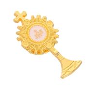 Ipetboom Pin de Solapa Dorado Cáliz y Cruz para Comunión, Broche Religioso de Esmalte para Mujer, Accesorio Católico para Eventos Santa Comunión, 1 Pieza