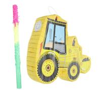 Ipetboom Piñata de Papel Excavadora Amarilla para Fiestas Infantiles Juego de 2 Piezas Bate para Cumpleaños y Decoraciones Festivas