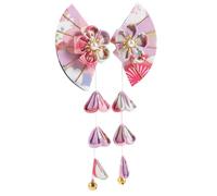 Ipetboom Pinzas Cabello Japonesas en Forma de Abanico Flores de Cerezo, Par de Horquillas Moradas Borlas, Accesorio Tradicional para Mujer y Niñas en Estilo Japonés, Adecuado para Disfraz