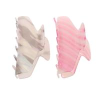 Ipetboom Pinzas Pelo Grandes de 11 CM Diseño Iridiscente de Espina de Pescado Paquete de 2 Unidades en Rosa Cerezo y Gris Elefante Mate Fuerte Agarre para Cabello Grueso y Uso en