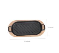 Ipetboom Placa de Hierro Rectangular para Asar Sartén Teppanyaki para Carne y Pescado con Bandeja de Madera Resistente Calor Uniforme