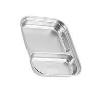 Ipetboom Plato de Acero Inoxidable con Dos Compartimentos Bandeja Dividida para Servir Comida Hogar y Picnic Fácil Limpieza y Diseño Independiente para Mantener Frescura y Separar